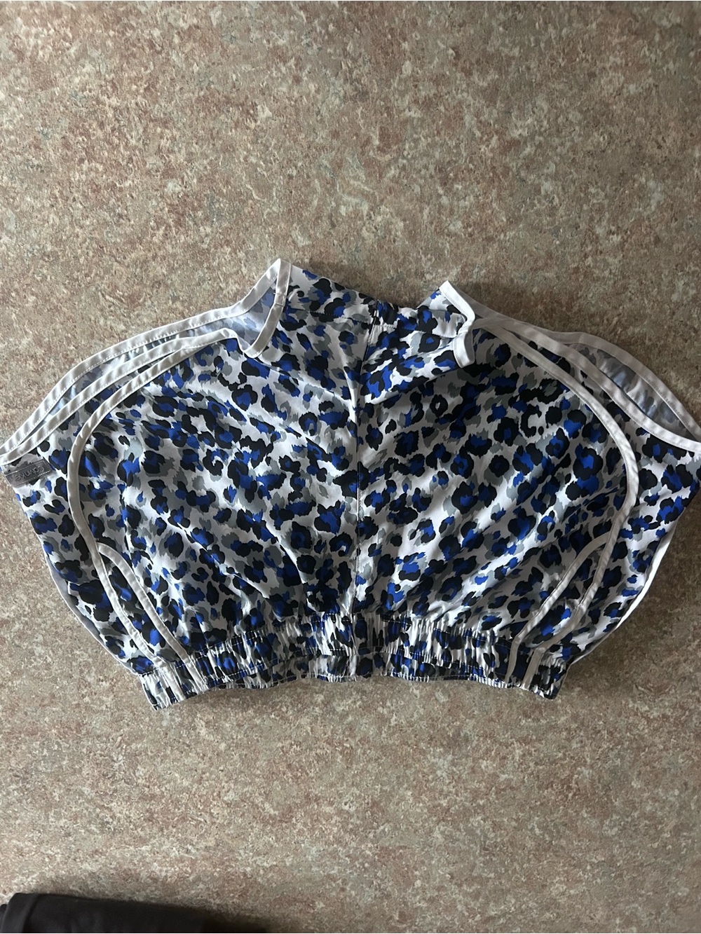 Calvin Klein Blue and White Leopard Print Athletic Shorts